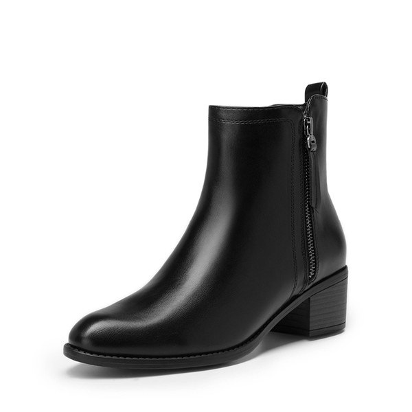 Pointed Toe Size Zip Ankle Boots - BLACK PU -  0